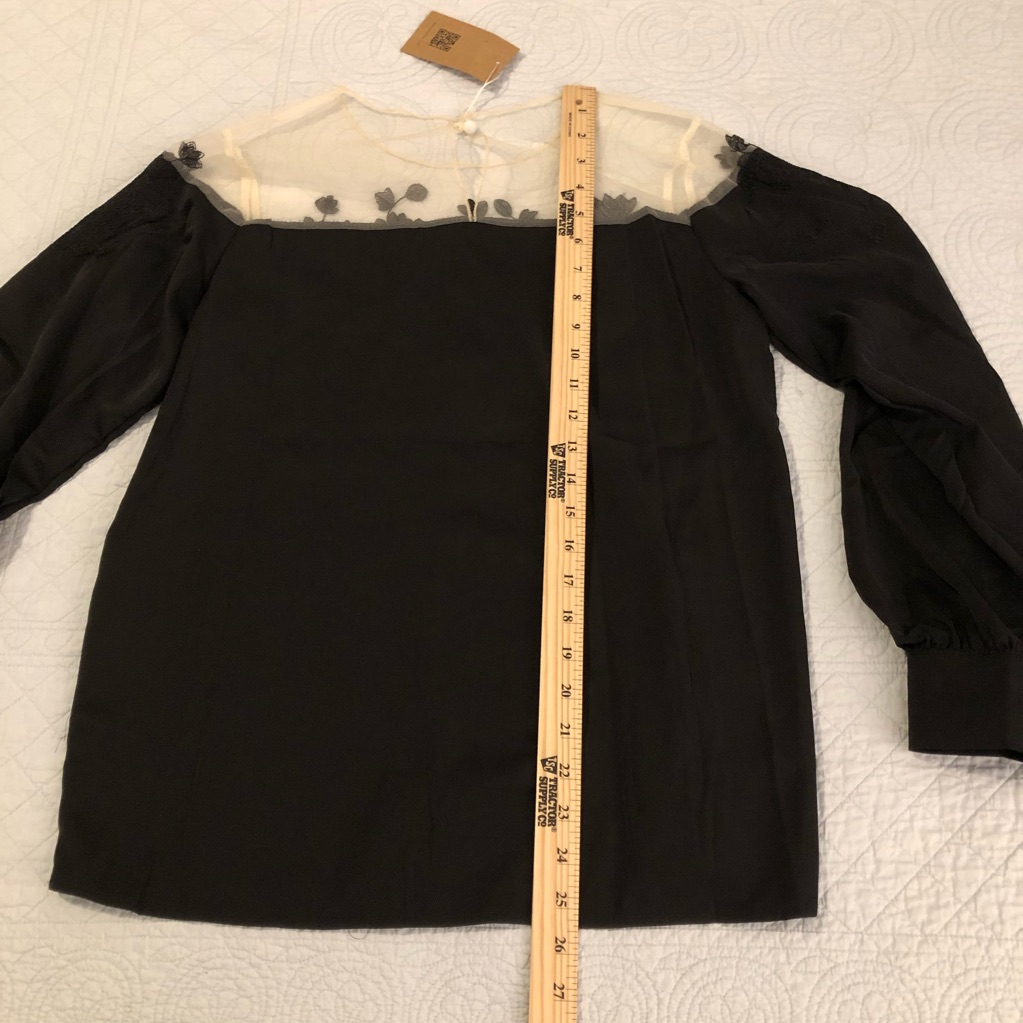 Soolinen Black Sheer Lace Panel Top Blouse. Size Large.Nwt — image 7 of 8
